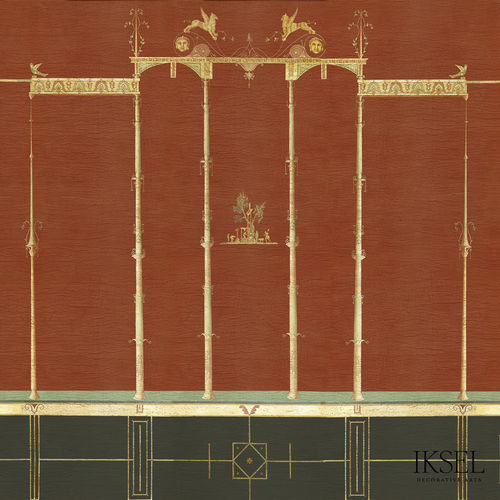 Contemporary wallpaper - AR532 Red Pompeii - Iksel Decorative Arts - vinyl / fiberglass / nature pattern
