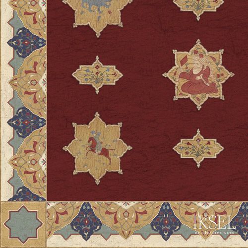 Contemporary wallpaper - CE163F Aleppo Red Flat Ceiling - Iksel Decorative Arts - vinyl / fiberglass / nature pattern