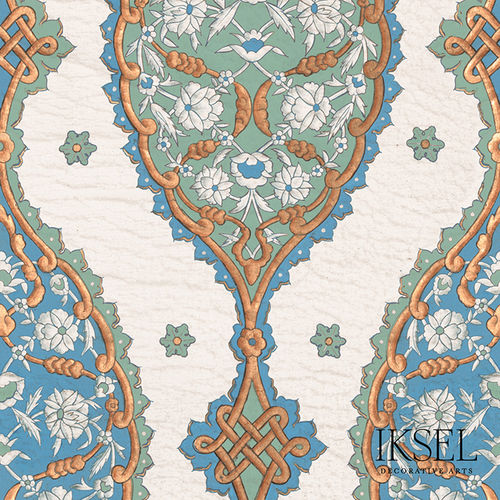 Contemporary wallpaper - RW202 Topkapi  - Iksel Decorative Arts - vinyl / fiberglass / floral pattern