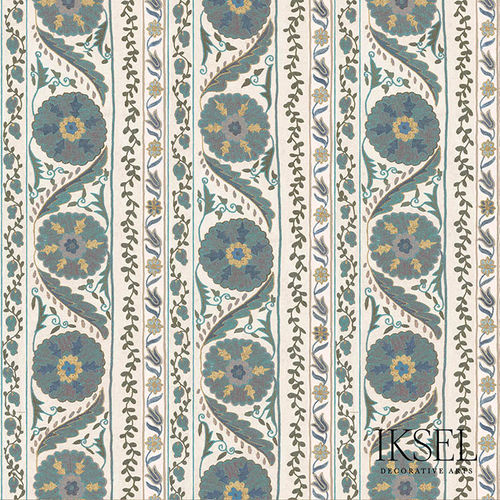 Contemporary wallpaper - RW504 Suzani Borders - Iksel Decorative Arts - vinyl / fiberglass / floral