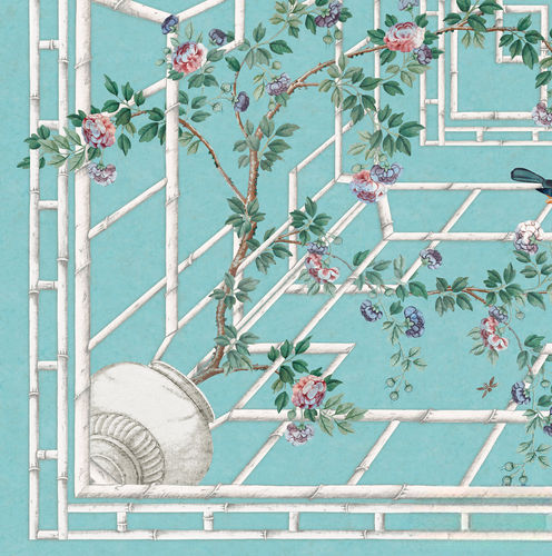 Contemporary wallpaper - CE121 EASTERN EDEN CEILING - Iksel Decorative Arts - vinyl / fiberglass / nature pattern