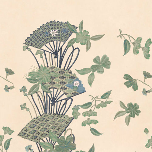 Contemporary wallpaper - RW609 JAPANESE FANS P. - Iksel Decorative Arts - vinyl / fiberglass / nature pattern