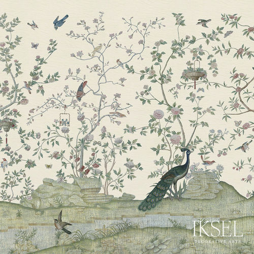 Contemporary wallpaper - XANADU LANDSCAPE - Iksel Decorative Arts - vinyl / fiberglass / nature pattern