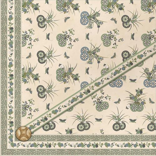 Contemporary wallpaper - JAPANESE CHARIOTS CEILING CE608 - Iksel Decorative Arts - vinyl / floral / green