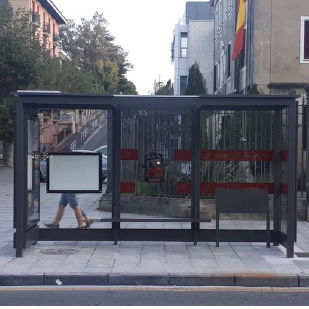 Glass bus shelter - IRUN - Primur - with bench / with solar panel
