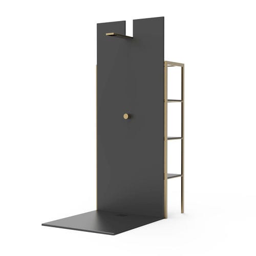 Steel shower - MIKO  - TERZADIMENSIONE - brushed brass / brushed stainless steel / porcelain stoneware