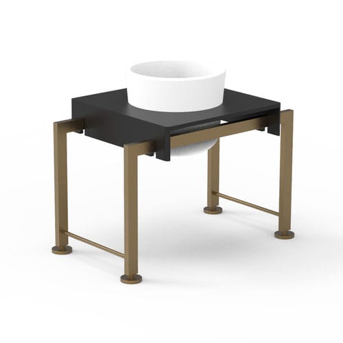 Steel planter - MIKO  - TERZADIMENSIONE - brushed stainless steel / ceramic / porcelain stoneware