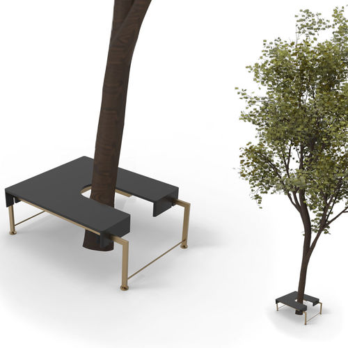 Steel tree guard - MIKO - TERZADIMENSIONE - porcelain stoneware / brushed stainless steel / brushed brass