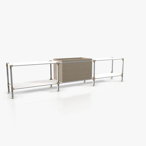 Contemporary sideboard - L.3.750.1.1.AZ.TA.1 - tRACK by Kesseböhmer GmbH - wood veneer / lacquered MDF / powder-coated steel