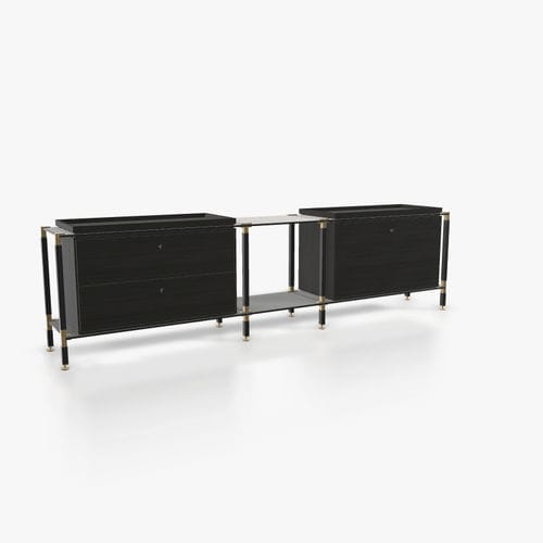 Contemporary sideboard - S.3.900.1.2.DU.TA.1 - tRACK by Kesseböhmer GmbH - wood veneer / lacquered MDF / powder-coated steel