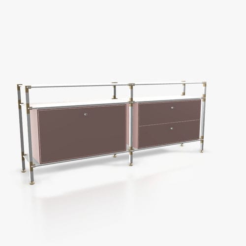 Contemporary sideboard - S.2.900.2.2.DU.00.1 - tRACK by Kesseböhmer GmbH - wood veneer / lacquered MDF / powder-coated steel