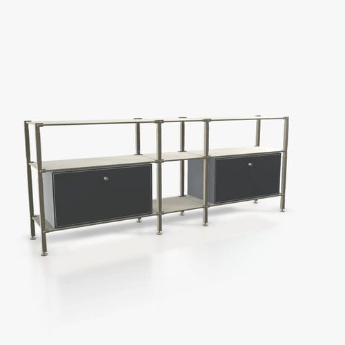 Contemporary sideboard - S.3.750.2.2.AZ.00.1 - tRACK by Kesseböhmer GmbH - wood veneer / lacquered MDF / powder-coated steel
