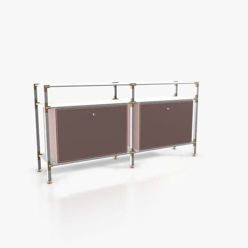 Contemporary sideboard - S.2.750.2.2.KU.00.1 - tRACK by Kesseböhmer GmbH - wood veneer / lacquered MDF / powder-coated steel