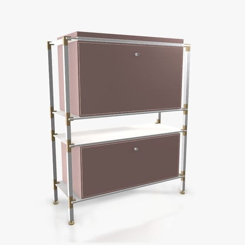 Contemporary sideboard - H.1.900.3.2.AU.TA.1 - tRACK by Kesseböhmer GmbH - wood veneer / lacquered MDF / powder-coated steel