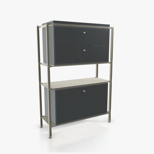 Contemporary sideboard - H.1.900.3.2.AD.TA.1 - tRACK by Kesseböhmer GmbH - wood veneer / lacquered MDF / powder-coated steel