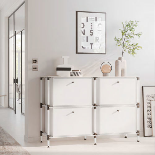 Contemporary sideboard - S.2.900.2.4.KU.00.1 - tRACK by Kesseböhmer GmbH - wood veneer / lacquered MDF / powder-coated steel