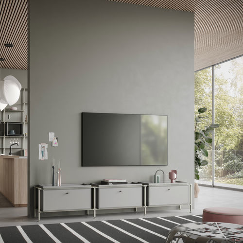 Contemporary sideboard - L.3.900.1.3.AZ.TA.1 - tRACK by Kesseböhmer GmbH - wood veneer / lacquered MDF / with shelf