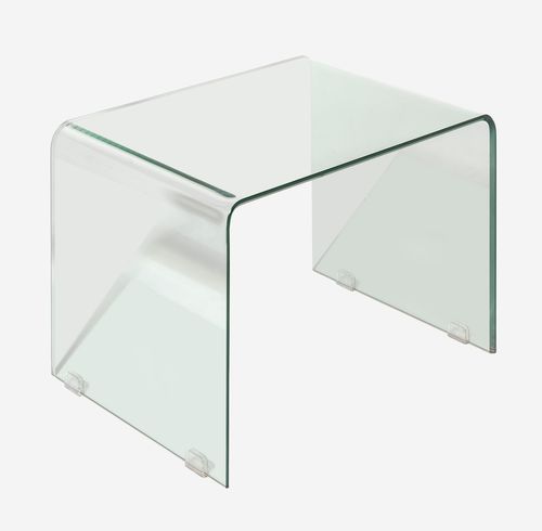 Contemporary side table - 611-004047-CLEAR - CAMINO A CASA - glass / glass base / square