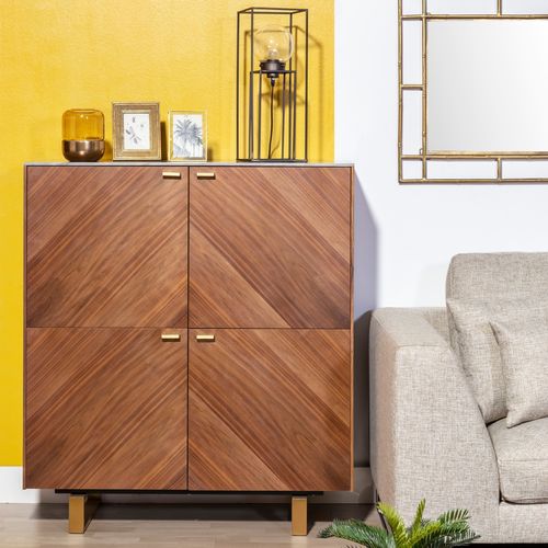 High sideboard - SOUL - CAMINO A CASA - contemporary / walnut / with swing doors