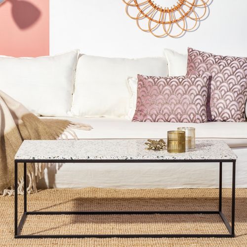 Contemporary coffee table - TERRA - CAMINO A CASA - terrazzo / iron base / rectangular