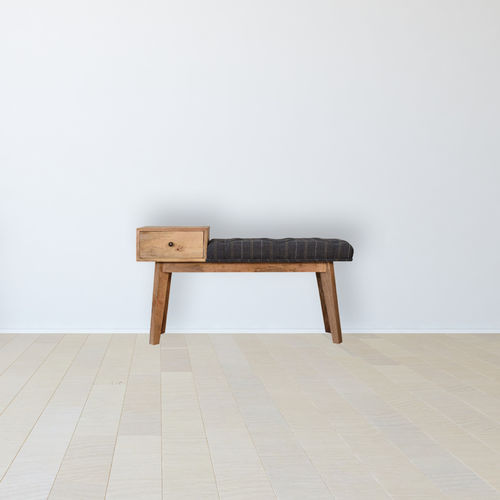 Scandinavian design upholstered bench - PEWTER TWEED - Artisan Furniture - fabric / solid wood base / solid wood