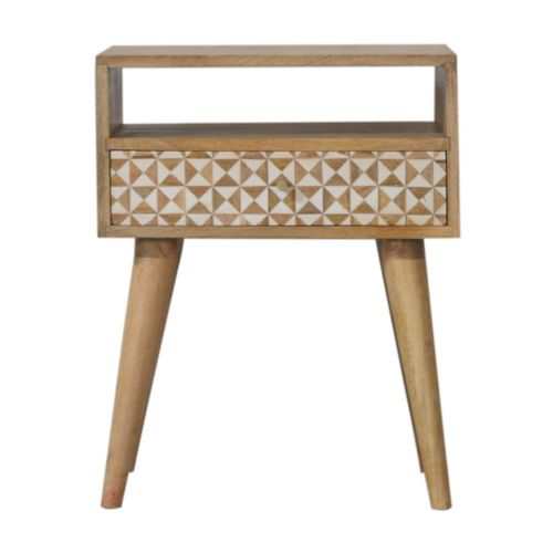 Scandinavian style bedside table - SARINA  - Artisan Furniture - solid wood / resin / solid wood base