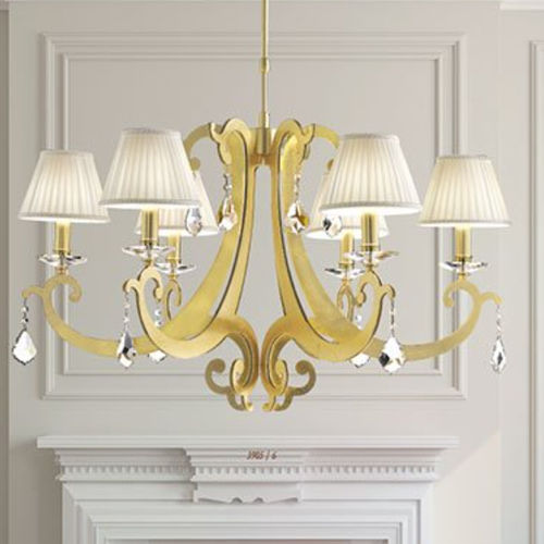 Traditional chandelier - 3905/6 - LAM Export - crystal / steel / fabric