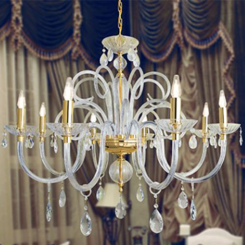 Traditional chandelier - 5016/8 - LAM Export - glass / fabric / 8 light