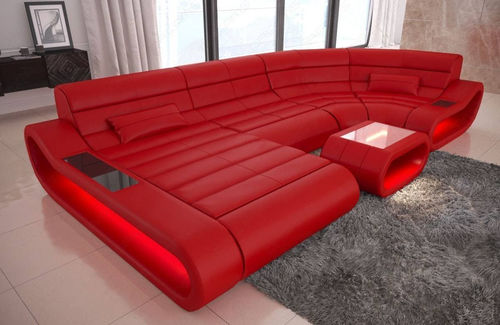 Modular sofa - Concept U - Sofa dreams - contemporary / leather / with footrest