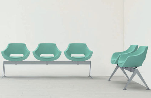 Metal beam chair - HOLE  - JULCAR - fabric / polyurethane / synthetic leather