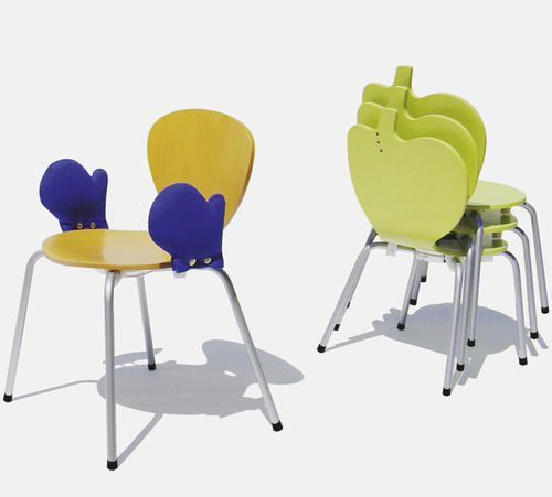 Contemporary chair - JULCAR - indoor / wooden / metal base