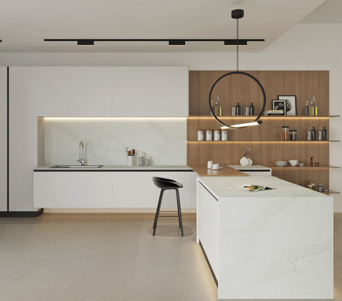 Engineered stone countertop - Calacatta Era - Fujian Ultracera New Materials CO.,Ltd - composite / stone / for commercial kitchen