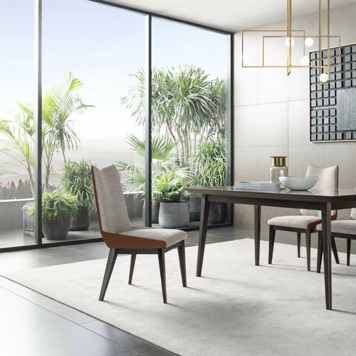 Contemporary dining chair - L12 - Zhongshan Four Seas Furniture MFG. Ltd. - indoor / fabric / wood veneer