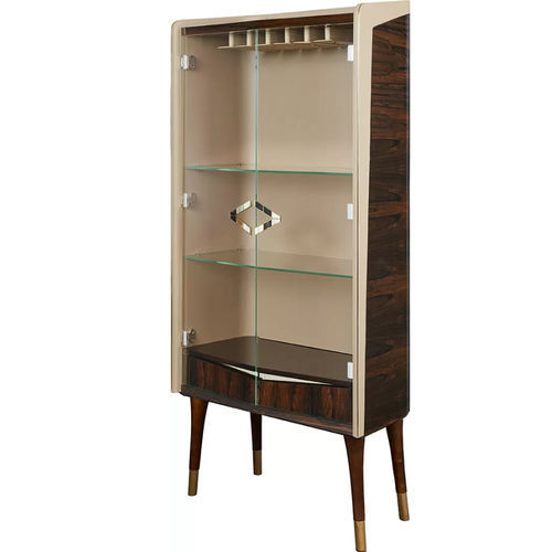 Contemporary display case - Grand Turismo 893  - Zhongshan Four Seas Furniture MFG. Ltd. - with long legs / glass / ziricote