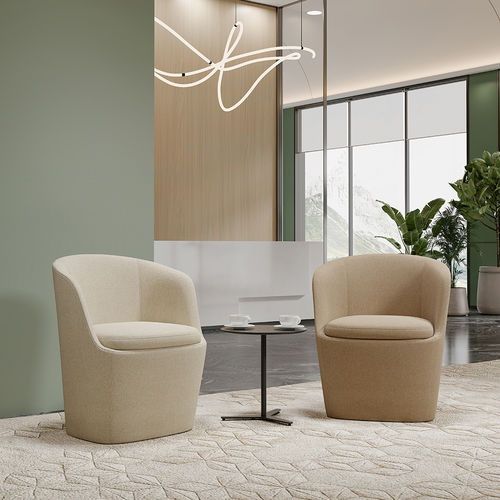 Contemporary visitor armchair - Lola Public - Foshan Orcco Furniture Co., Ltd. - leather / steel / beige
