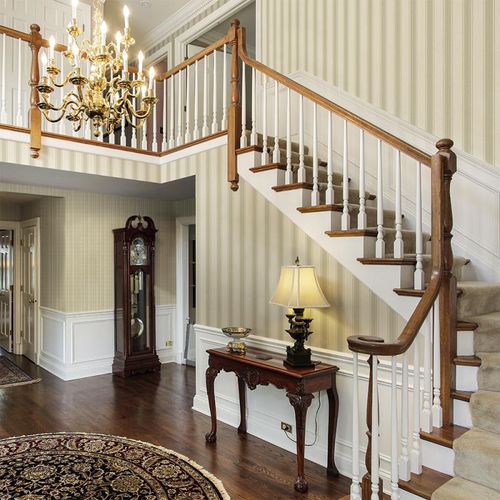 Classic wallpaper - 1306 SERIES - ADAWALL - striped / fabric look / gray