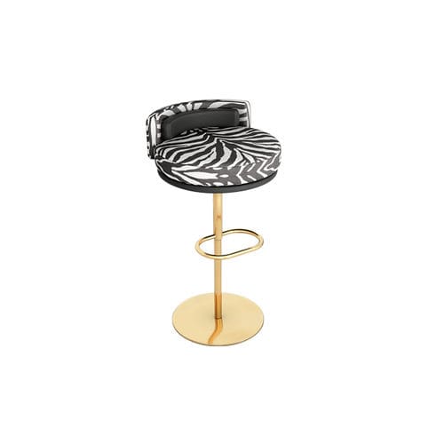 Contemporary bar stool - CLUEDO - Hommés Studio - velvet / stainless steel base / central base