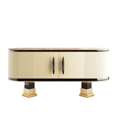 Modern sideboard - BABAR - Hommés Studio - lacquered wood / polished stainless steel / marble