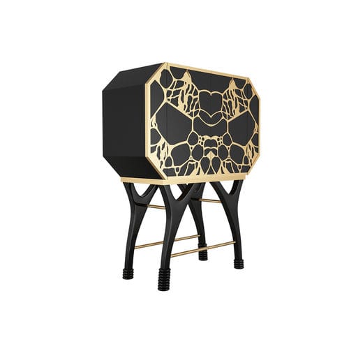 Contemporary bar cabinet - ROMA - Hommés Studio - lacquered wood / stainless steel / black