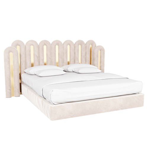 Double bed - DEMIZ - Hommés Studio - contemporary / upholstered / with headboard