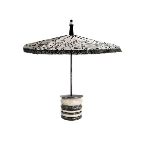 Round parasol - ELEKTRA - Hommés Studio - side post / fabric / stainless steel