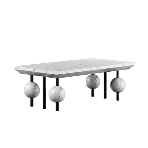 Marble coffee table - MANI  - Hommés Studio - contemporary / stainless steel base / rectangular