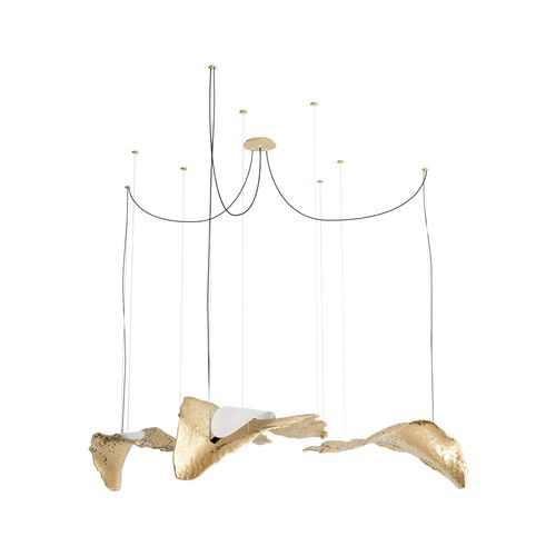 Pendant lamp - LEAFUS - Hommés Studio - polished brass / contemporary / corded