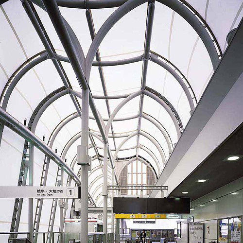 Fabric architectural membrane - FGT-800(JR INAZAWA STATION) - Chukoh Chemical Industries,Ltd. - fluoropolymer / PTFE / PTFE coated glass fabric