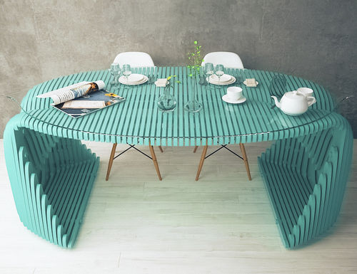 Original design dining table - Selesta - MyWoodream - glass / wooden base / oval