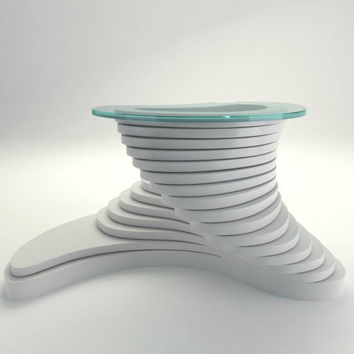 Original design table - Pareya - MyWoodream - glass / wooden base / round