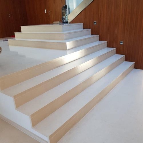 Limestone stone slab - CREMA RIVIERA - Eurobandas S.A. - for interior / for facade / for exterior fittings