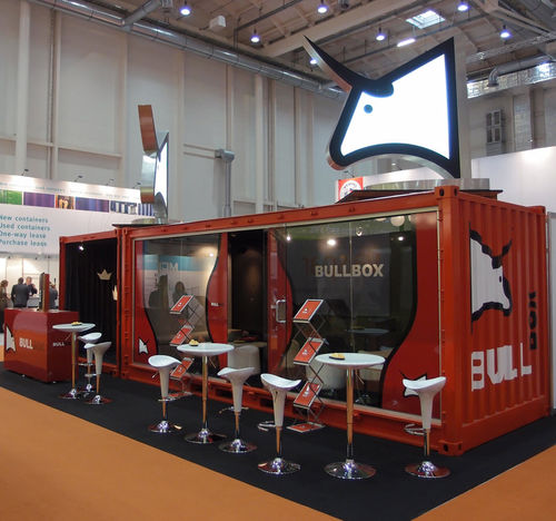Public use container building - BULLBOX - for special events / modular