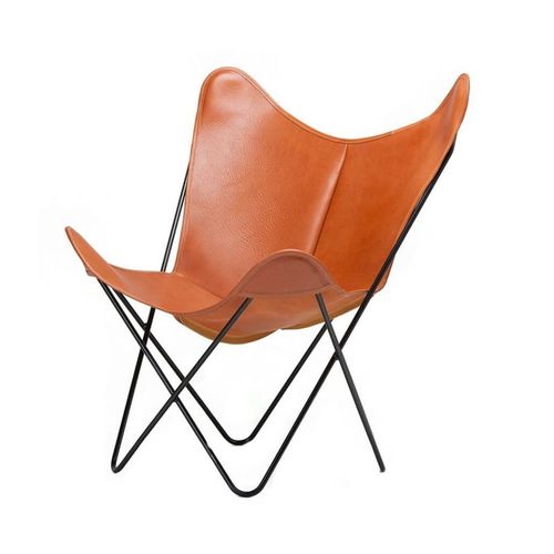 Original design chair - BKF SOFT NATURAL WAXED - Butterfly Original - indoor / leather / steel base