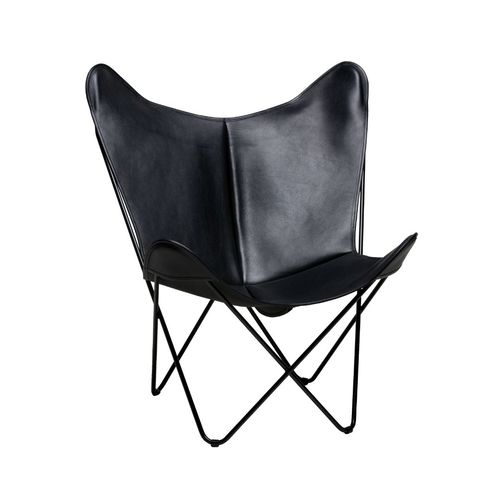 Original design chair - BKF SOFT WAXED - Butterfly Original - indoor / leather / steel base